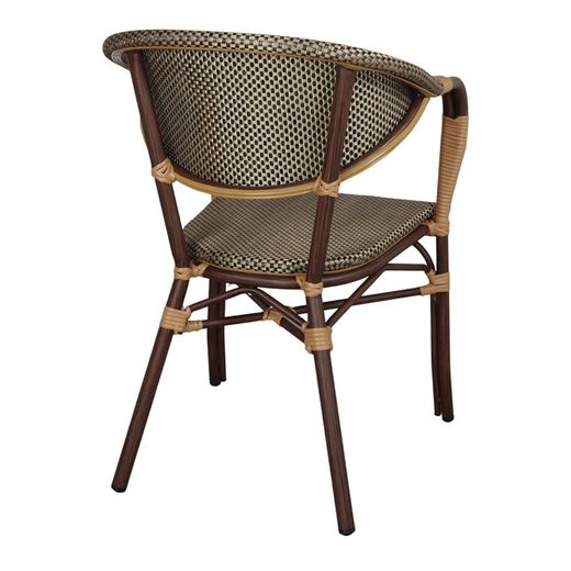 Aluminum and textilene outdoor chair in gold and beige, 57 x 55 x 83 cm | Andrew