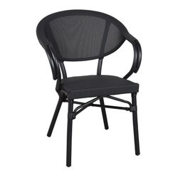 Buitenstoel van aluminium en textiel in zwart, 57 x 56 x 82 cm | Voldem