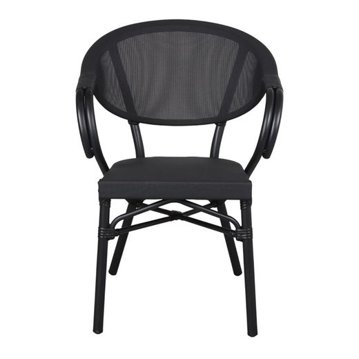 Buitenstoel van aluminium en textiel in zwart, 57 x 56 x 82 cm | Voldem