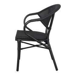 Buitenstoel van aluminium en textiel in zwart, 57 x 56 x 82 cm | Voldem