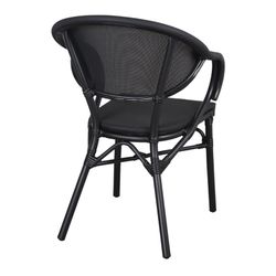 Buitenstoel van aluminium en textiel in zwart, 57 x 56 x 82 cm | Voldem
