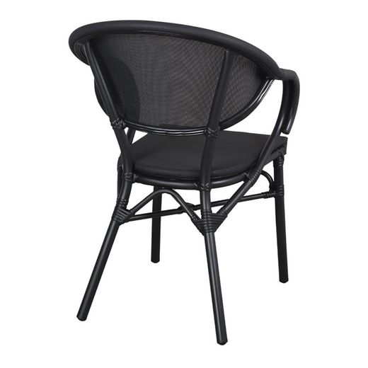 Buitenstoel van aluminium en textiel in zwart, 57 x 56 x 82 cm | Voldem