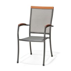 Steel and Wood Garden Chair 66.70x54.50x96.10 cm Gray