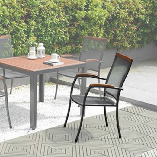 Steel and Wood Garden Chair 66.70x54.50x96.10 cm Gray
