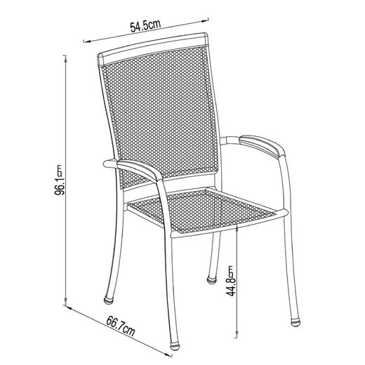 Steel and Wood Garden Chair 66.70x54.50x96.10 cm Gray