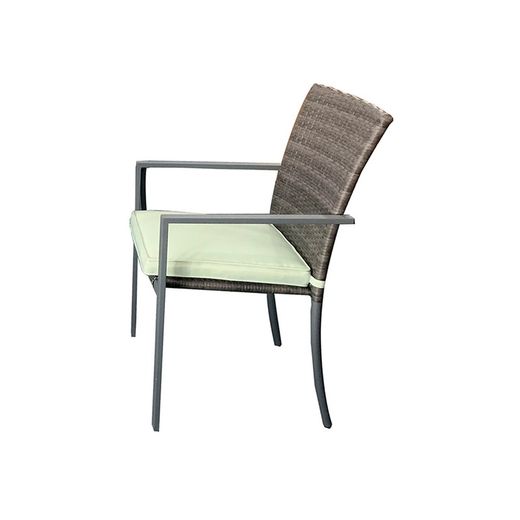 Garden Chair Steel and Synthetic Rattan 56x55x86 cm Stackable Gray with Cushion