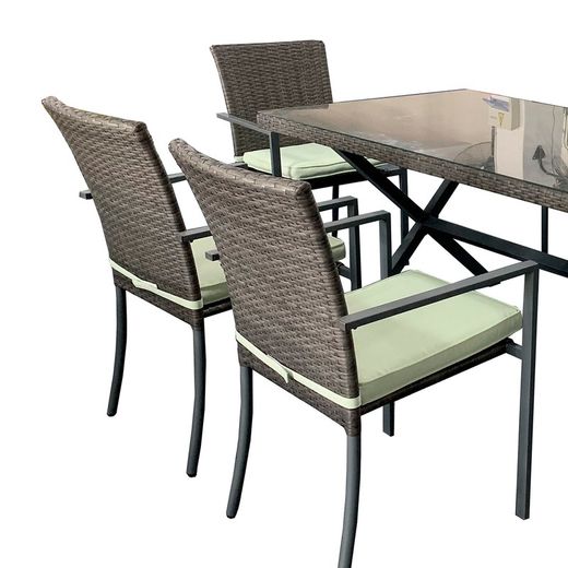 Garden Chair Steel and Synthetic Rattan 56x55x86 cm Stackable Gray with Cushion