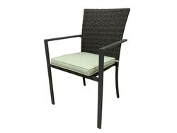 Garden Chair Steel and Synthetic Rattan 56x55x86 cm Stackable Gray with Cushion