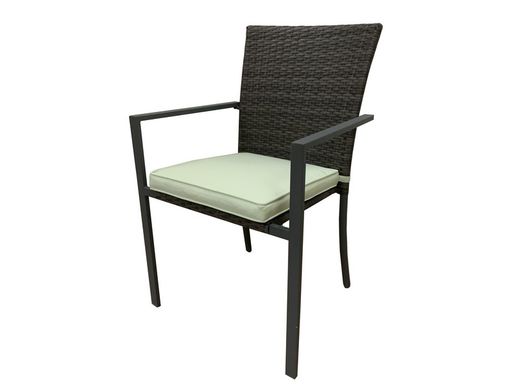Gartenstuhl aus Stahl und synthetischem Rattan 56x55x86 cm Stapelbar grau mit Kissen