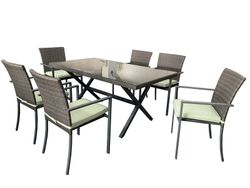 Garden Chair Steel and Synthetic Rattan 56x55x86 cm Stackable Gray with Cushion