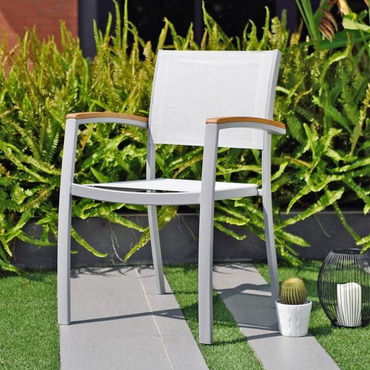 Cadeira de jardim de alumínio 57x55x84 cm cinza