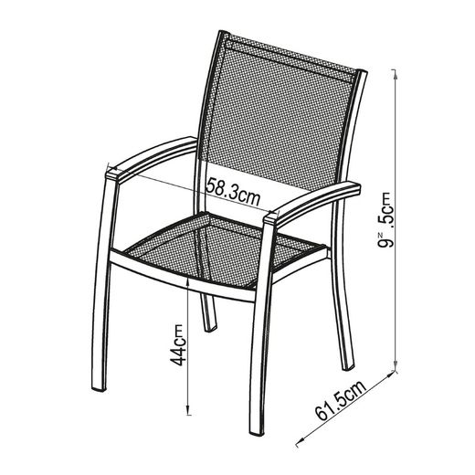 Garden set, 1 Table and 4 Gray Aluminum and Natural Wood Chairs
