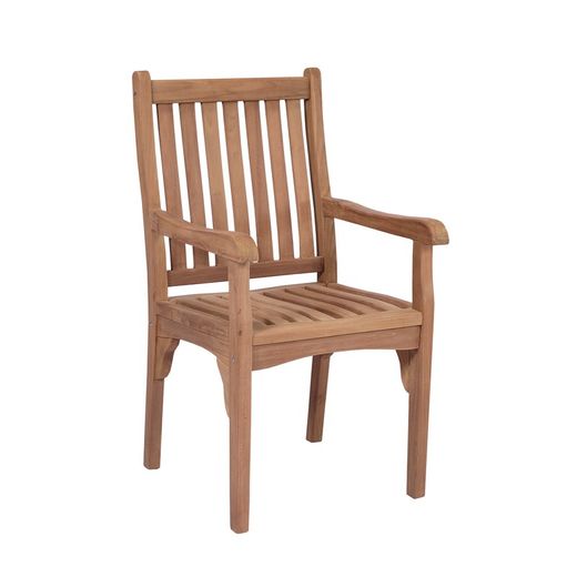 Cadeira de jardim com braços em madeira de teca mel, 54 x 58,5 x 98,5 cm | Danao