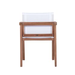 Tuinstoel met teakhout en Batyline armen in naturel en wit, 55 x 57 x 78 cm | Candon