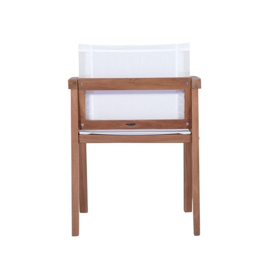 Tuinstoel met teakhout en Batyline armen in naturel en wit, 55 x 57 x 78 cm | Candon