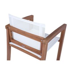 Tuinstoel met teakhout en Batyline armen in naturel en wit, 55 x 57 x 78 cm | Candon