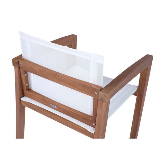 Tuinstoel met teakhout en Batyline armen in naturel en wit, 55 x 57 x 78 cm | Candon