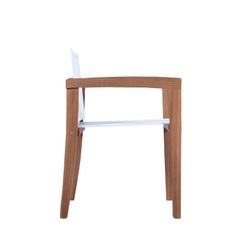 Tuinstoel met teakhout en Batyline armen in naturel en wit, 55 x 57 x 78 cm | Candon