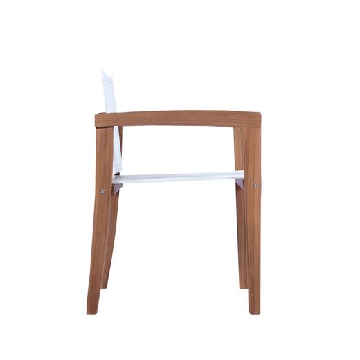 Tuinstoel met teakhout en Batyline armen in naturel en wit, 55 x 57 x 78 cm | Candon