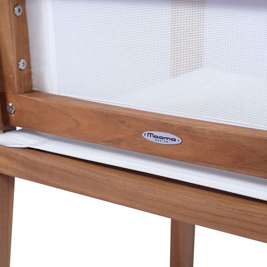 Tuinstoel met teakhout en Batyline armen in naturel en wit, 55 x 57 x 78 cm | Candon