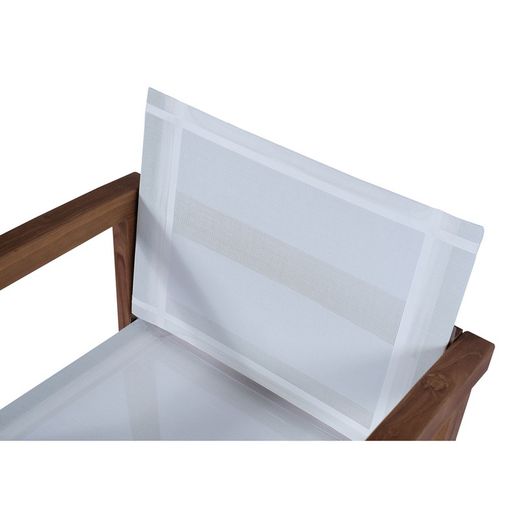 Tuinstoel met teakhout en Batyline armen in naturel en wit, 55 x 57 x 78 cm | Candon