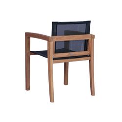 Garden dining set in honey teak and black Batyline | Danao + Candon