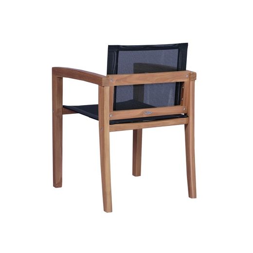 Garden dining set in honey teak and black Batyline | Danao + Candon