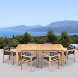 Garden dining set in honey teak and black Batyline | Danao + Candon