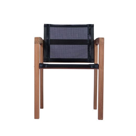 Garden dining set in honey teak and black Batyline | Danao + Candon