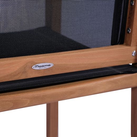 Garden dining set in honey teak and black Batyline | Danao + Candon