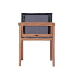 Garden dining set in honey teak and black Batyline | Danao + Candon