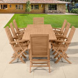Garden dining set in honey-colored teak | Mati XL