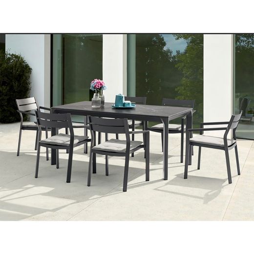 Garden dining set in anthracite aluminum | Boori