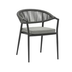 Cadeira de jardim em corda de alumínio e olefina em antracite e cinza médio, 57 x 60,5 x 76,5 cm | Ross