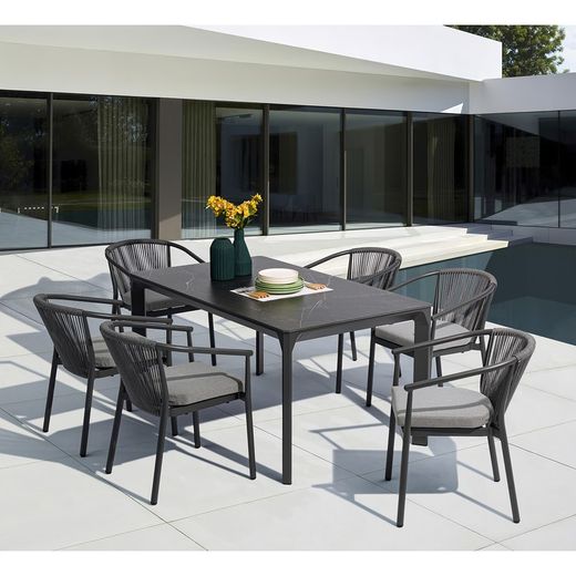 Garden dining set in anthracite aluminum | Boori + Moana