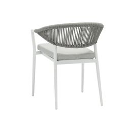 Aluminum and olefin rope garden chair in white and light grey, 57 x 60.5 x 76.5 cm | Ross