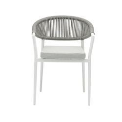 Aluminum and olefin rope garden chair in white and light grey, 57 x 60.5 x 76.5 cm | Ross