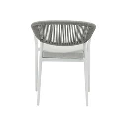 Aluminum and olefin rope garden chair in white and light grey, 57 x 60.5 x 76.5 cm | Ross