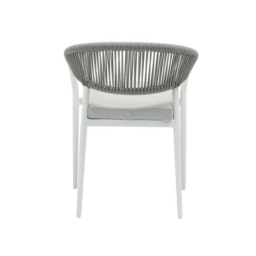Aluminum and olefin rope garden chair in white and light grey, 57 x 60.5 x 76.5 cm | Ross