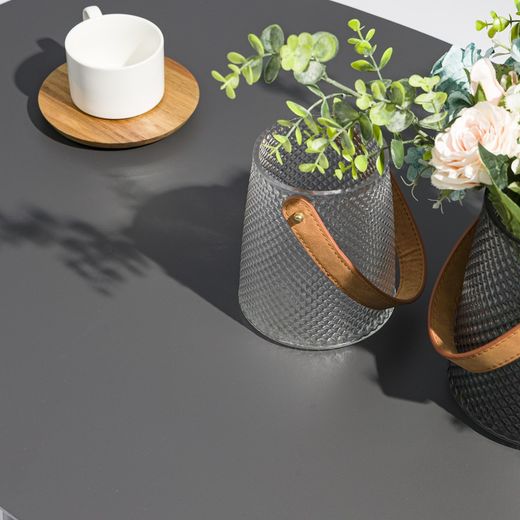 Aluminum and olefin rope garden chair in white and light grey, 57 x 60.5 x 76.5 cm | Ross