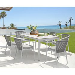 Garden dining set in white aluminum | Boori + Moana