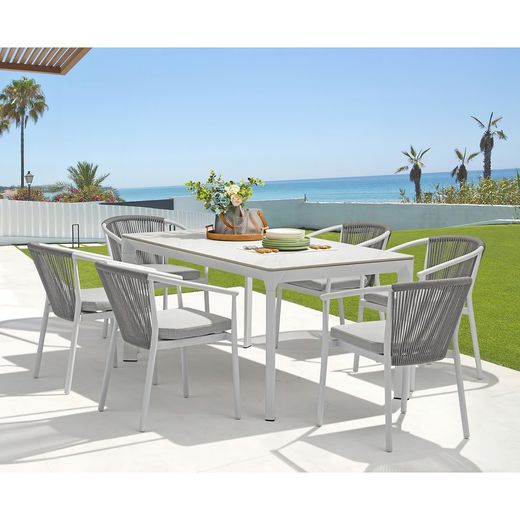 Garden dining set in white aluminum | Boori + Moana