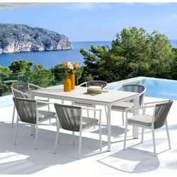 Garden dining set in white aluminum | Boori + Moana