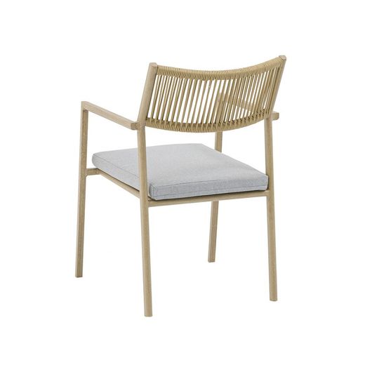 Garden dining set with round table in natural color aluminum | harmony