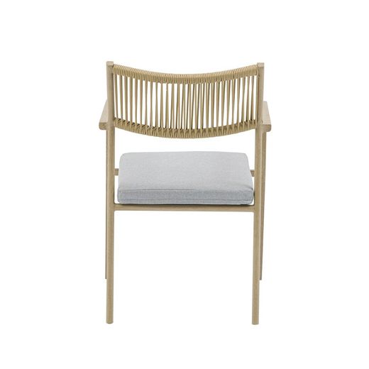 Garden dining set with round table in natural color aluminum | harmony