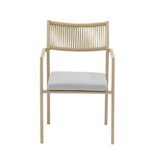 Garden dining set with round table in natural color aluminum | harmony