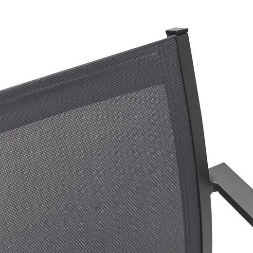 Tuinstoel van aluminium en textiel in antraciet, 57 x 60 x 84 cm | Adin