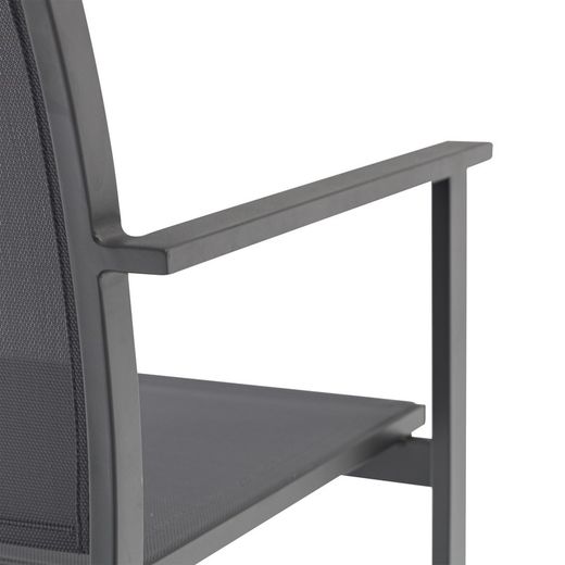 Tuinstoel van aluminium en textiel in antraciet, 57 x 60 x 84 cm | Adin