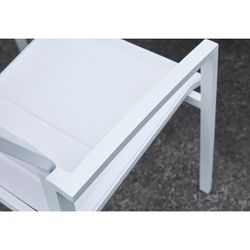 Dining set with extendable garden table in white aluminum | Orick