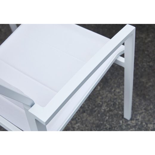 Dining set with extendable garden table in white aluminum | Orick